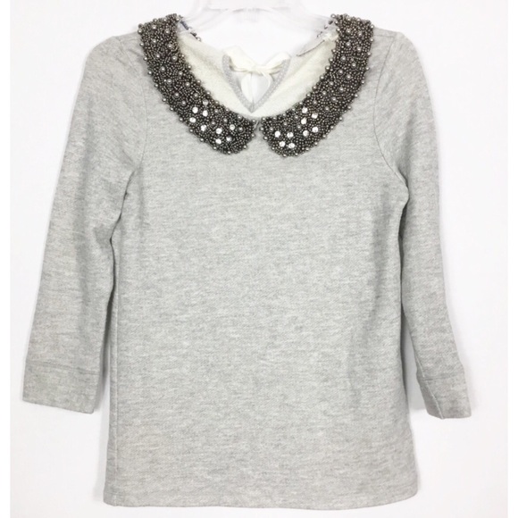 Anthropologie Tops - Anthropologie Beaded Collar Sweatshirt Top